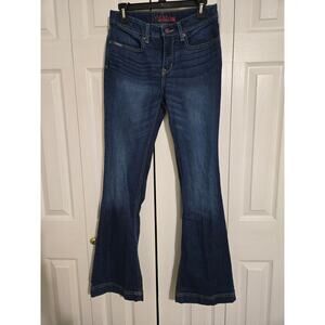 Lynden cinch size 28 long women's flare dark wash jeans